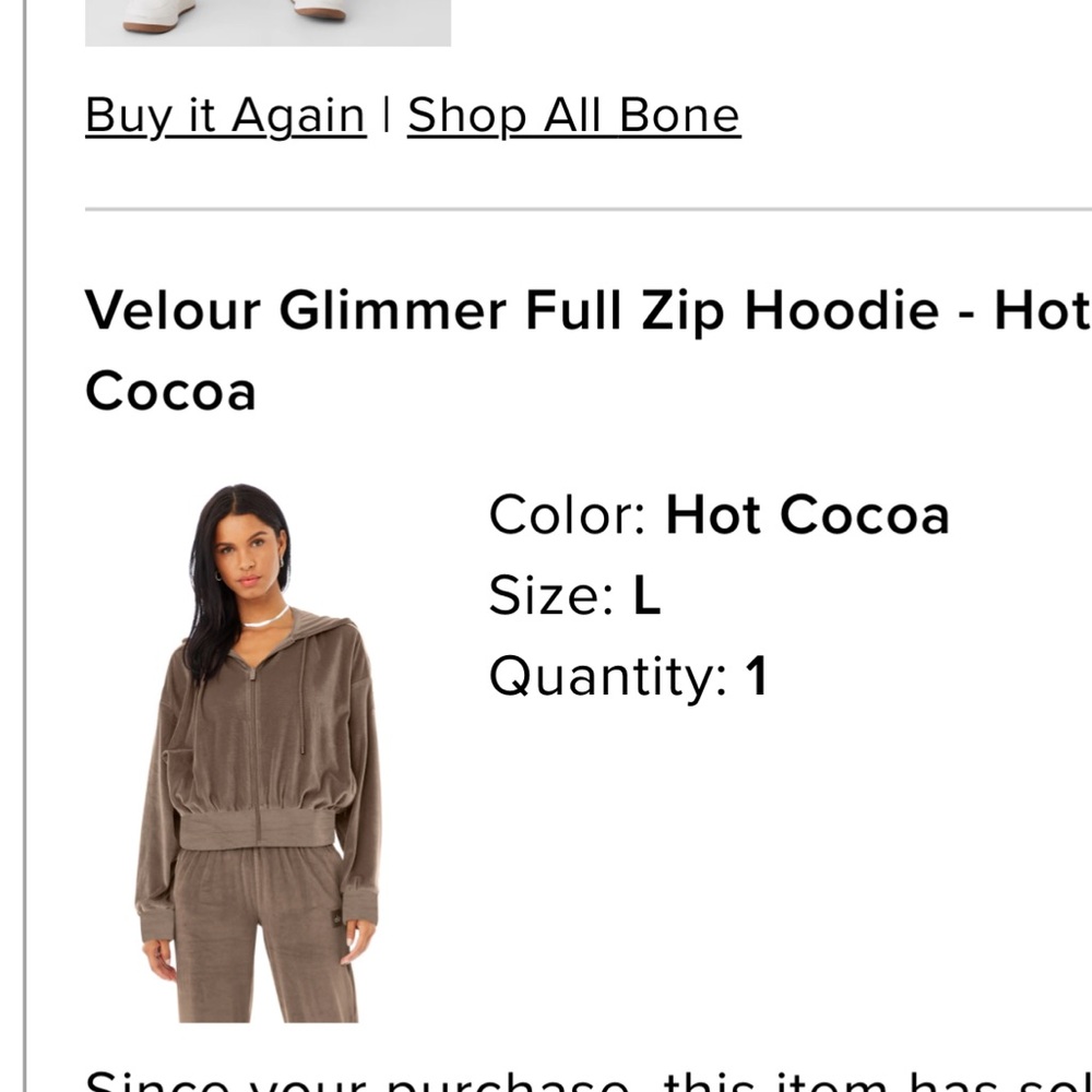 ALO Yoga Velour Zip Hoodie in Hot Cocoa